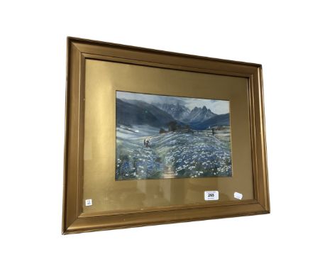A gilt framed print after John McWhirter depicting an Austrian landscape.