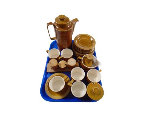 A Hornsea Saffron 22 piece coffee service together with a vinaigrette and three piece cruet set.