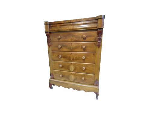 A Victorian mahogany six drawer Scotch chest, width 120 cm