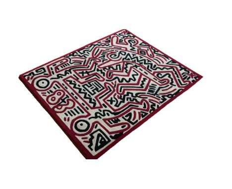 Keith HARING (1958 - 1990), D’AprèsTapis en laine fait main (laine vierge de Nouvelle-Zélande)EDITION STUDIO. Numéroté au dos