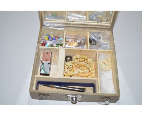 A jade drop pendant; a plated extending propelling pencil; and sundries.