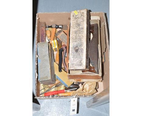 Two woodworking planes; miscellaneous hand tools; fixings; etc.