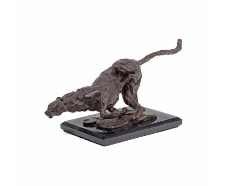 Mark Coreth (British, born 1958)A Cheetah at Chase signed and numbered 'M Coreth 3/10' (to lower edge)bronze with a dark brow