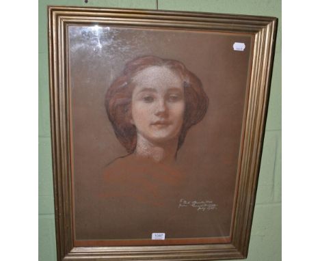 Gerald Edward Moira VPROI, RWS (1867-1959), ''Portrait of Blanche White'', signed, inscribed and dated 1905, pastel, 58cm by 