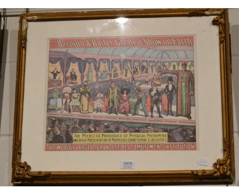 A reproduction Barnum & Bailey 'Greatest Show on Earth' poster/print