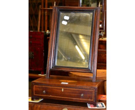 A 19th century inlaid mahogany toilet mirror 
