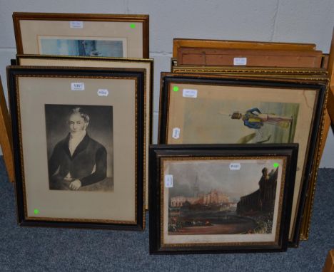 Quantity of prints including shooting scenes, hunting scenes, officers of the British Army, two 19th century coloured prints 