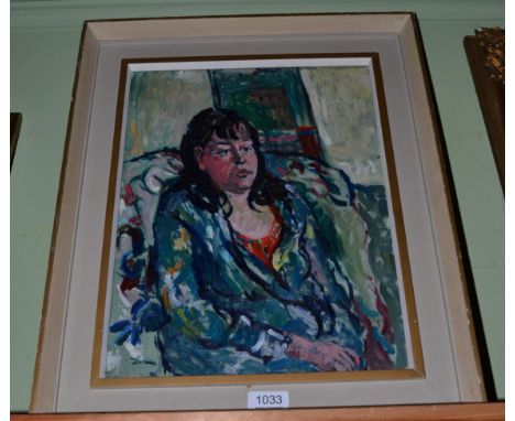 Eric James Mellon (1925-2014) Head and and shoulders portrait of a lady, oil on canvas    Provenance: From the artist's famil