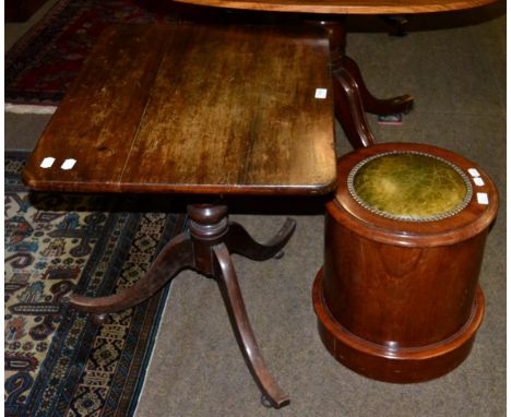 A Victorian mahogany coal box together with an early 19th century and later mahogany tripod table (2)