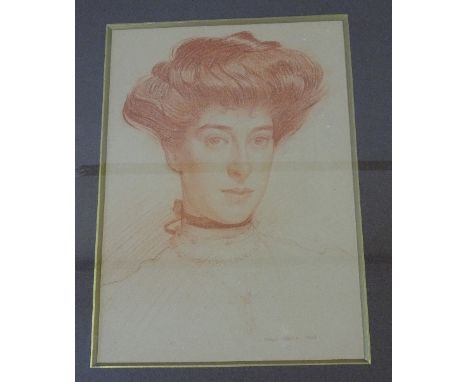 HAROLD SPEED (1872-1957), portrait study, head and shoulders of young woman, in red chalk, signed and dated 1905 bottom left,