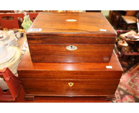 Edwardian writing box with mother of pearl and a Large Edwardian box