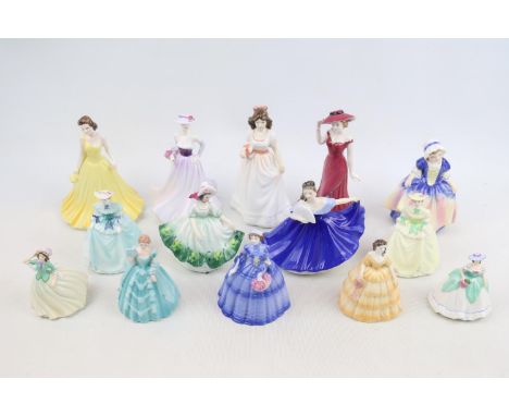 Collection of 15 Royal Doulton and Coalport miniature figurine inc. Dinky Do, Elaine, Lily etc 