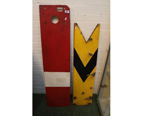2 Vintage Enamel Railway semaphore signals 