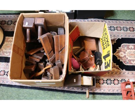 Collection of Vintage Wooden Planes and a Hand powered Grinder 