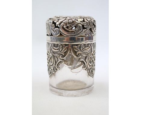 Edwardian Silver mounted Powder flask with pieced decoration 