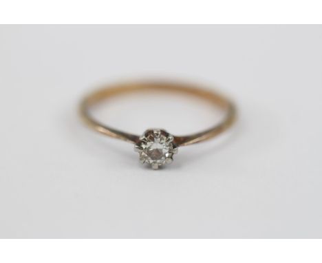 Ladies Yellow metal Diamond set ring M. 1.8g total weight 