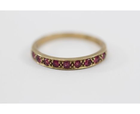 9ct Gold Ladies Ruby set ring Size R. 1.9g total weight 
