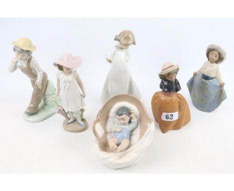 Collection of 6 Nao figurines inc. Matt and Glazed 