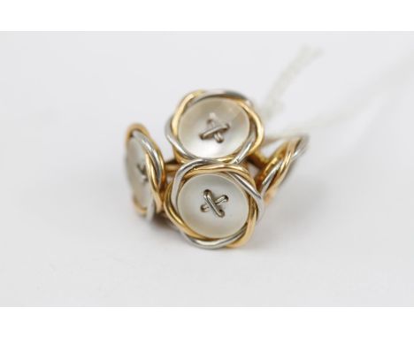 6 18ct marked Gold &amp; Platinum Cufflinks with mother of pearl 14g total weight 