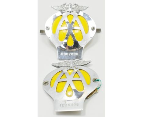 The Metropolitan patent whistle, marked Leicester Police, a whistle knife, vintage AA badges, silver-faced prayer books, Vict