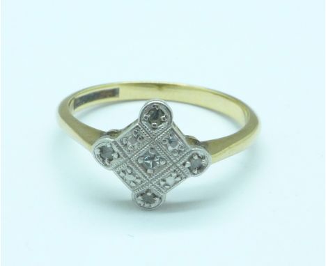 A 9ct gold and diamond ring, 2.3g, O