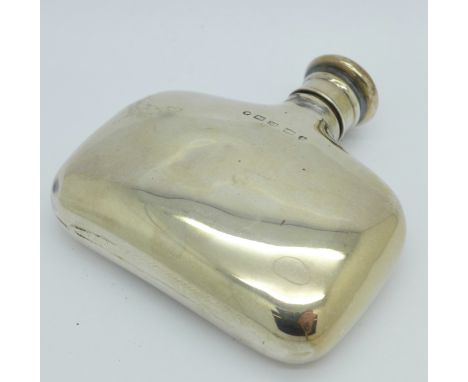 A small Victorian silver hip flask, a/f, 68g