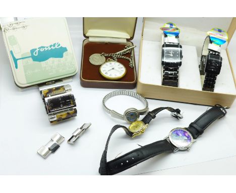 A Fossil wristwatch and other watches