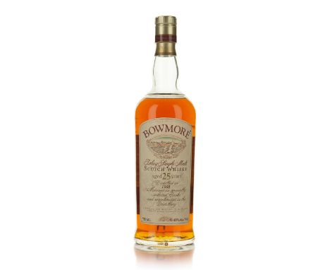 BOWMORE ISLAY SINGLE MALT SCOTCH WHISKY 25 YEARS (ONE 750 ML)Morrison Bowmore Distillers. Islay, Scotland. high shoulder43% A