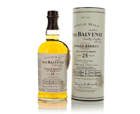 THE BALVENIE SINGLE BARREL MALT SCOTCH WHISKY 25 YEARS (ONE 750 ML)William Grant & Sons Ltd. Speyside, Scotland. 46.9% ABV / 
