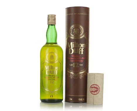 MILTON DUFF GLENLIVET UNBLENDED ALL MALT SCOTCH WHISKY 12 YEARS (ONE 750 ML)George Ballantine and Son Ltd. Speyside, Scotland