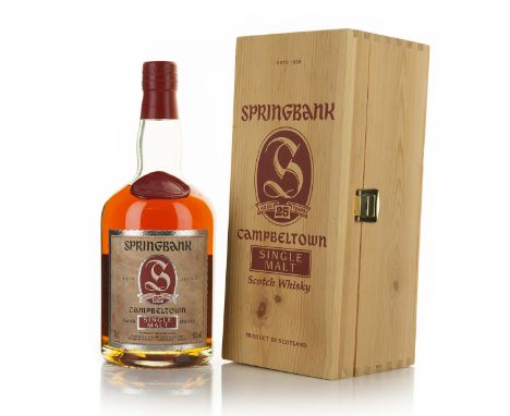 SPRINGBANK SINGLE MALT  SCOTCH WHISKY 25 YEARS (ONE 70 CL)J and A Mitchell and Co Ltd. Campbeltown, Scotland. high shoulder46