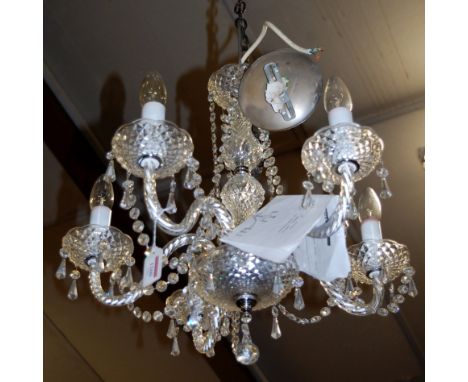 A contemporary cut crystal five light hanging electrolier 