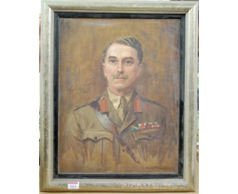 Mabel B. Messer, (British Fl. 1910-1940,) Portrait of a British Army Officer, oil on canvas, signed lower right and dated 192