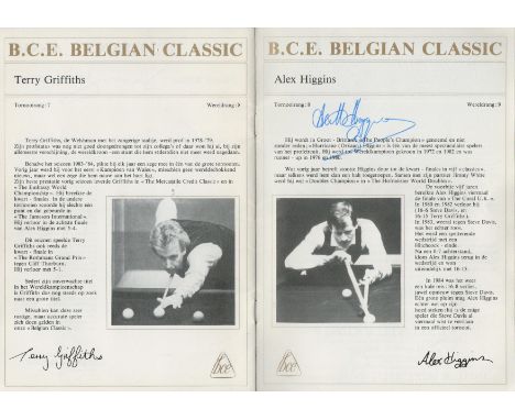 Snooker multi signed Belgian Classic 1986 vintage programme fantastic item includes legends such as Alex Higgins , Kirk Steve
