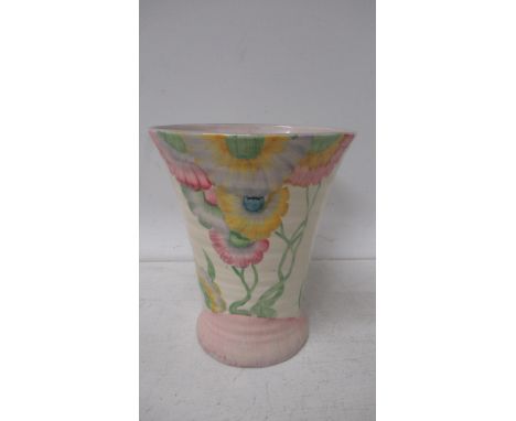 A large Clarice Cliff vase in the pink pearls pattern, shape no 602, circa 1934 - approx 18cm high x 14cm diameter - no chips