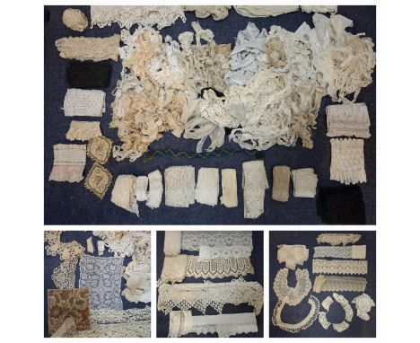 A large quantity of vintage crotchet and machine-made lace insertions, collars, tablecloth surrounds and trimmings, not all p