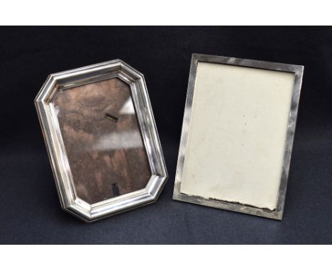 A silver mounted wooden photo frame with engraved line detail, marks for Birmingham 1923, maker Henry Williamson Ltd, 21.5cm 