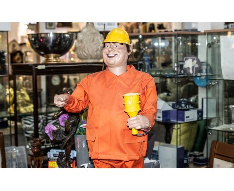 Automata Figure In Form of a Builder / Minor Shop Display. Automata Figure In Form of a Builder with Flash Light, Moves Head 