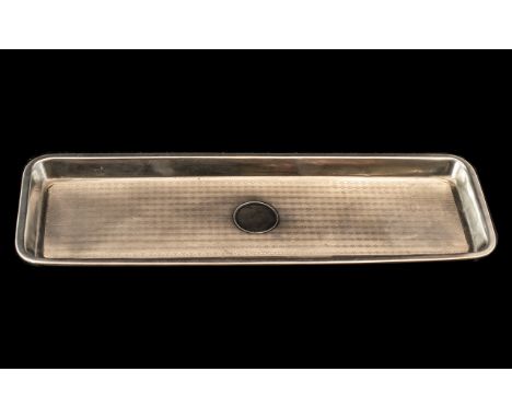 Solid Silver Pen Tray by William Neale &amp; Sons Ltd - Fully Hallmarked For 1923. Lovely Engine Turned Pattern In Good Antiq