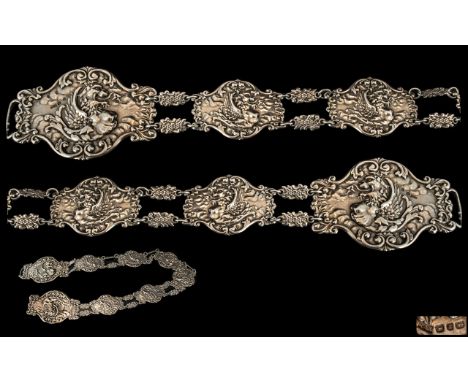 Art Nouveau Silver Ladies Belt ( Nurses ) Birmingham 1897. Lovely Art Nouveau Silver Belt In the True Art Nouveau Design, Eac