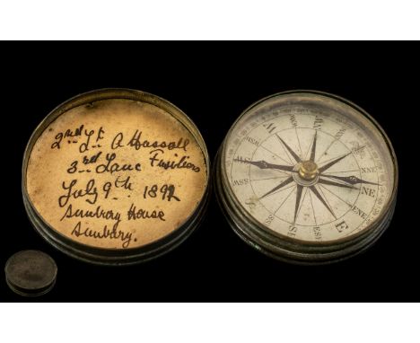 Antique Military Compass. Compass Dated 1892, Lovely Inscription Inside - Please See Photo. 