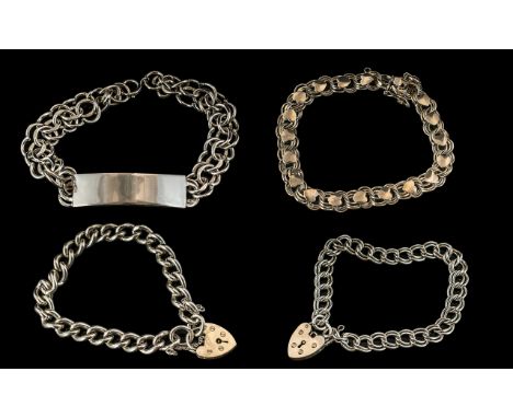 Excellent Collection of Vintage Sterling Silver Bracelets ( 4 ) In Total. All With Full Hallmarks for Silver. Various Designs