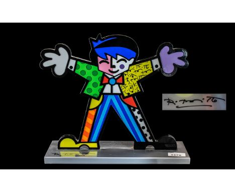 Romero Britto Limited Edition 'Big Hug' Iron and Enamel figure measures 11" x 13" x 4.75".  Published 2009, Edition No. 276 o