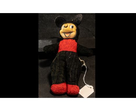 Disney Interest - Vintage Pre-1968 Mickey Mouse with Rubber Face. Approx Size 28 cms Long. Lovely Example of Early Disney. Pl