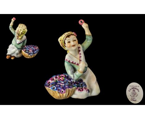Royal Worcester 1930's Hand Painted Small Figure - Date 1936 ' Children of The Nations ' Italy - Flower Girl. RW3067. Modelle