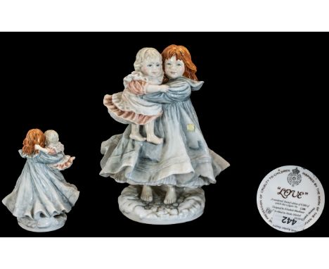 Royal Worcester Ltd and Numbered Edition Hand Painted Porcelain Figure ' Love ' Designer Elizabeth Woodhouse. Date 1987. Heig