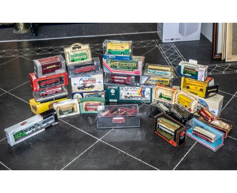 Collection of Die Cast Models, including Corgi Guinness Coach 33804, Corgi Thornycroft Bus 96994, Corgi OM45503 Midland Red, 