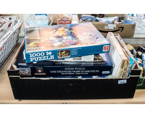 Large Box of Assorted Jigsaw Puzzles,  including humour, London, Alphabet, Vintage Cook Books, Festive Alphabet, London Scene
