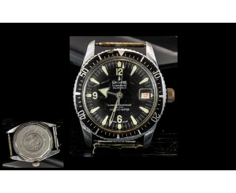 Vintage Waldman Military Watch. Waldman Submarine, 23 Jewels, 200 Metres, Water Proof, Swiss Made, 35 cms Diameter, Not Worki