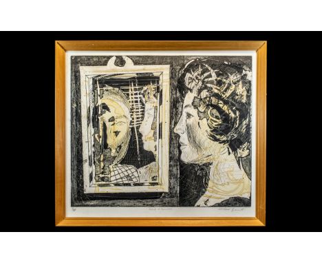 Alistair Grant 1925 - 1997 Artist Signed and Titled Ltd and Numbered Lithograph - Titled ' Head and Mirror ' This Lithograph 